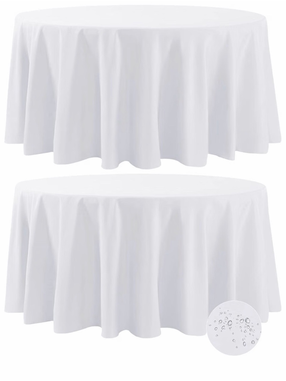 3 White Water-Resistant Round Tablecloth - Home Dining 120in